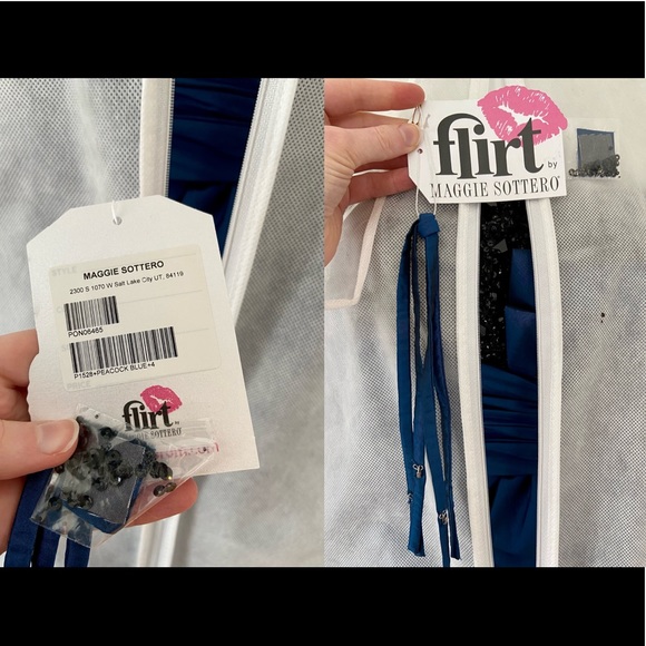 Maggie Sottero Prom Dress - Blue Shimmery/Sequin Gown - Picture 9 of 13